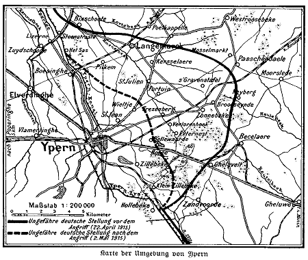 Karte zum 1. Weltkrieg: Ypern 1915