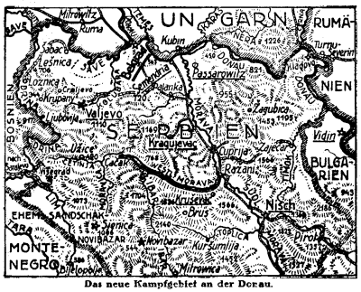 Karte zum 1. Weltkrieg: Serbien