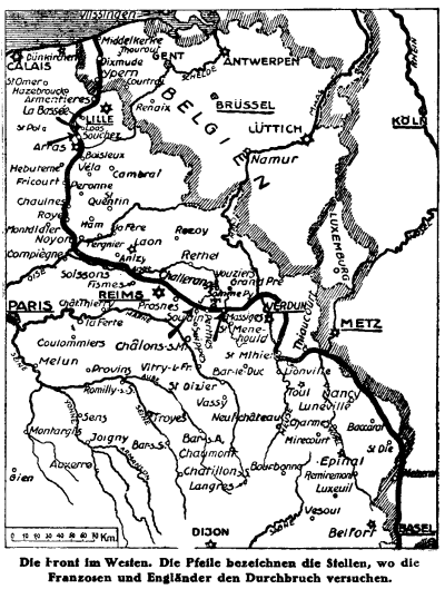 Karte zum 1. Weltkrieg: Westfront