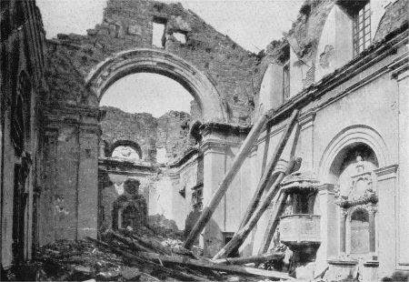 Die durch italienisches Artilleriefeuer zerstrte Kirche von Ranziano
