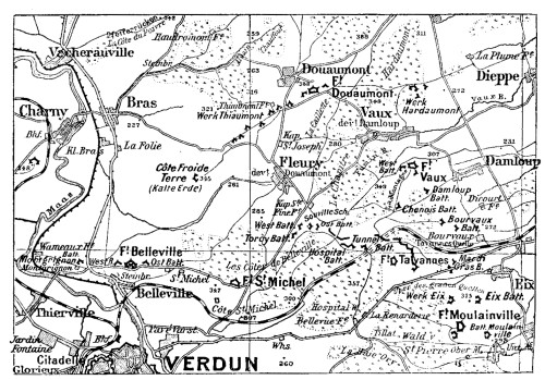 Karte zu den Kmpfen um Verdun