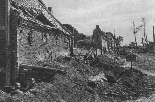 Franzsische Stellung in einem Dorf des Sommegebietes