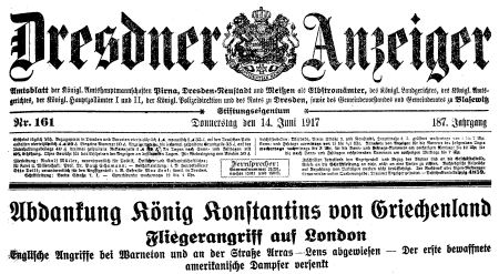 Die Schlagzeilen vom 14. Juni 1917