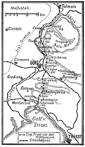 Karte zur 11. Isonzoschlacht