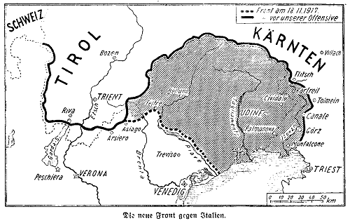 Karte zum 1. Weltkrieg: Die Front gegen Italien