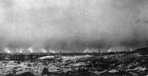 Artillerievorbereitung der Franzosen gegen die deutschen Stellungen nordstlich Reims