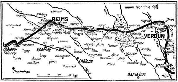 Karte zum 1. Weltkrieg: Reims - Verdun