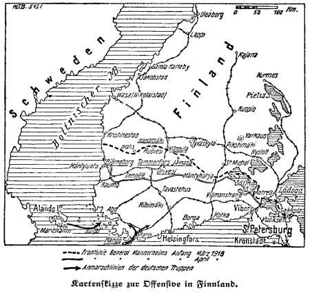 Karte zum 1. Weltkrieg: Offensive in Finnland