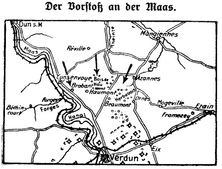 Karte zu den Kmpfen bei Verdun